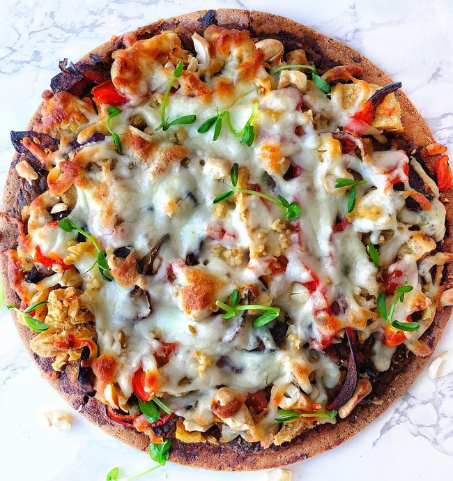 paleo chicken and chorizo pizza